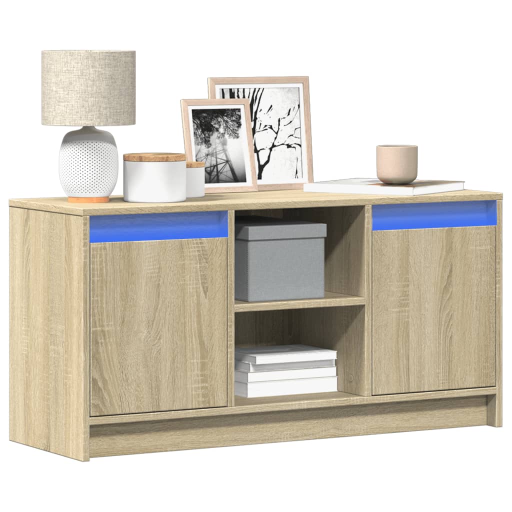 Meuble TV vidaXL avec éclairage LED chêne Sonoma 100x34x50 cm