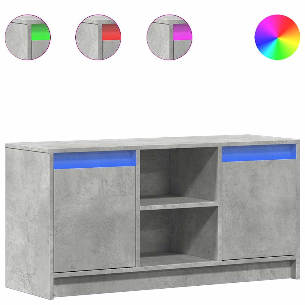 vidaXL Meuble TV avec lumières LED Gris béton 100x34x50 cm