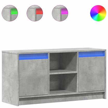 vidaXL Meuble TV avec lumières LED Gris béton 100x34x50 cm