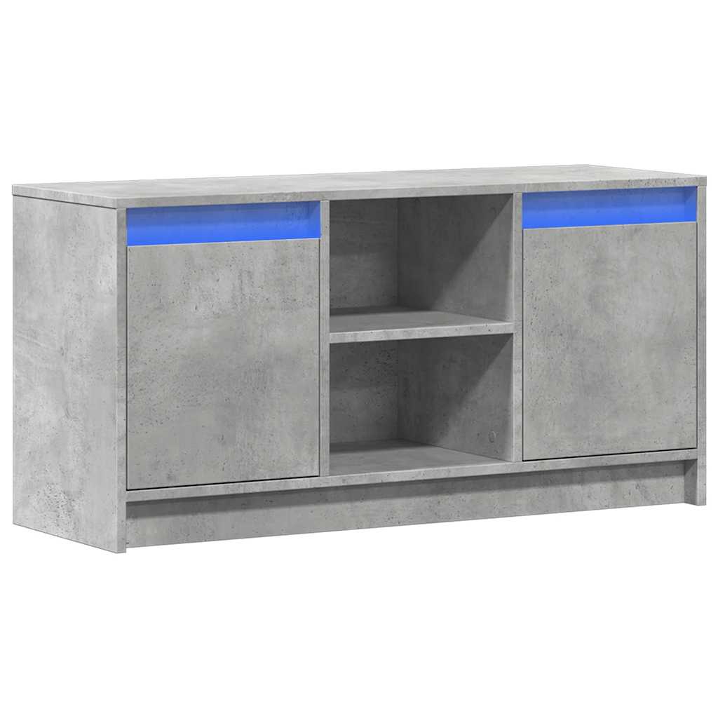 vidaXL Meuble TV avec lumières LED Gris béton 100x34x50 cm