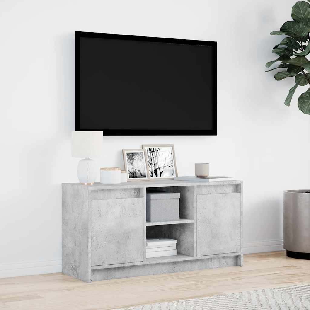 vidaXL Meuble TV avec lumières LED Gris béton 100x34x50 cm