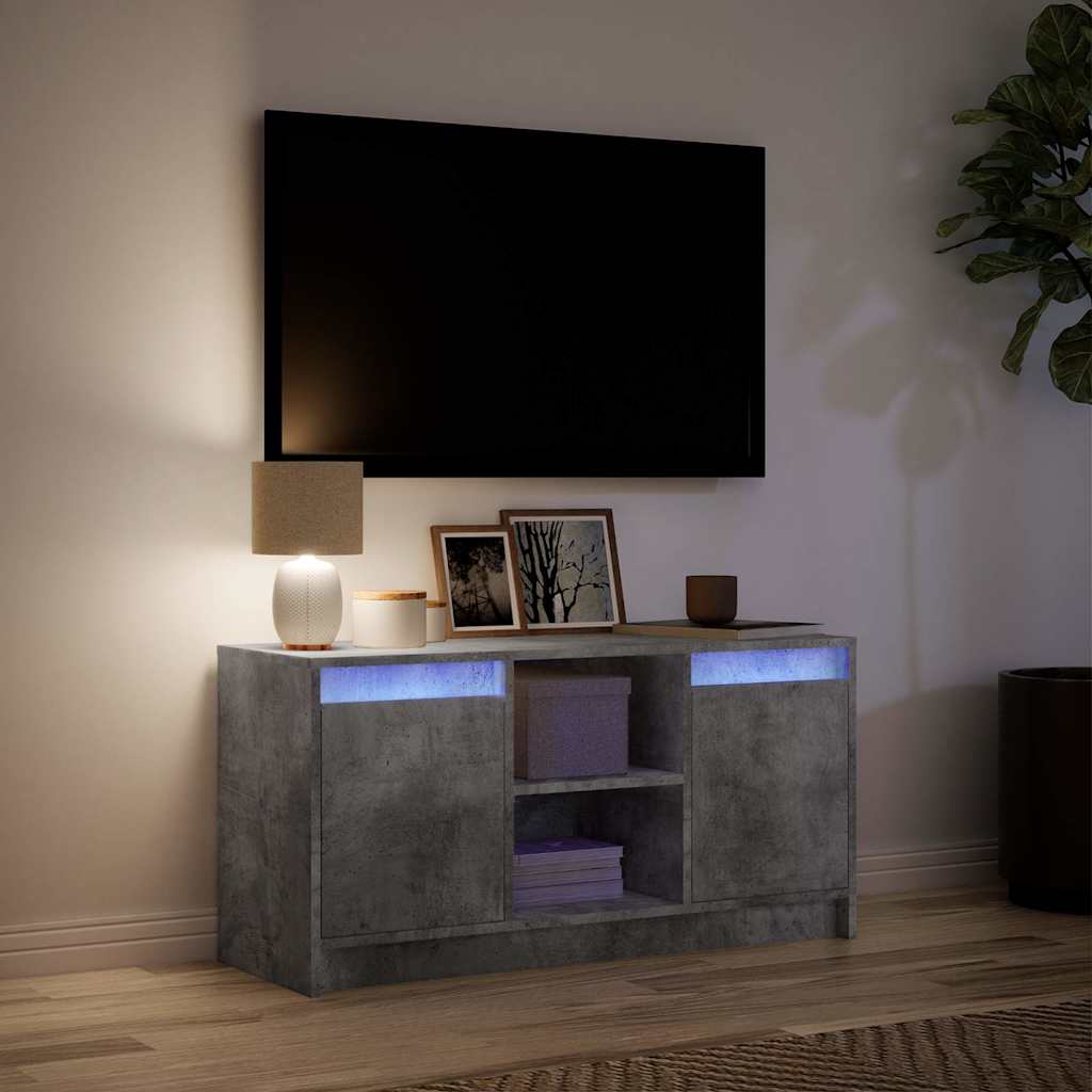 vidaXL Meuble TV avec lumières LED Gris béton 100x34x50 cm