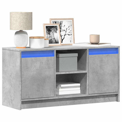 vidaXL Meuble TV avec lumières LED Gris béton 100x34x50 cm