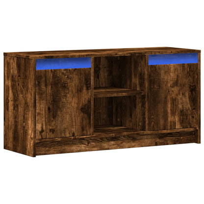 vidaXL Meuble TV avec lumières LED chêne fumé 100x34x50 cm