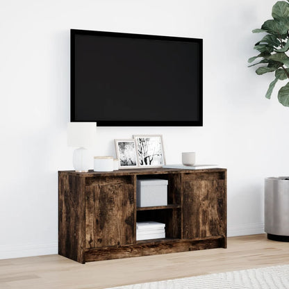 vidaXL Meuble TV avec lumières LED chêne fumé 100x34x50 cm
