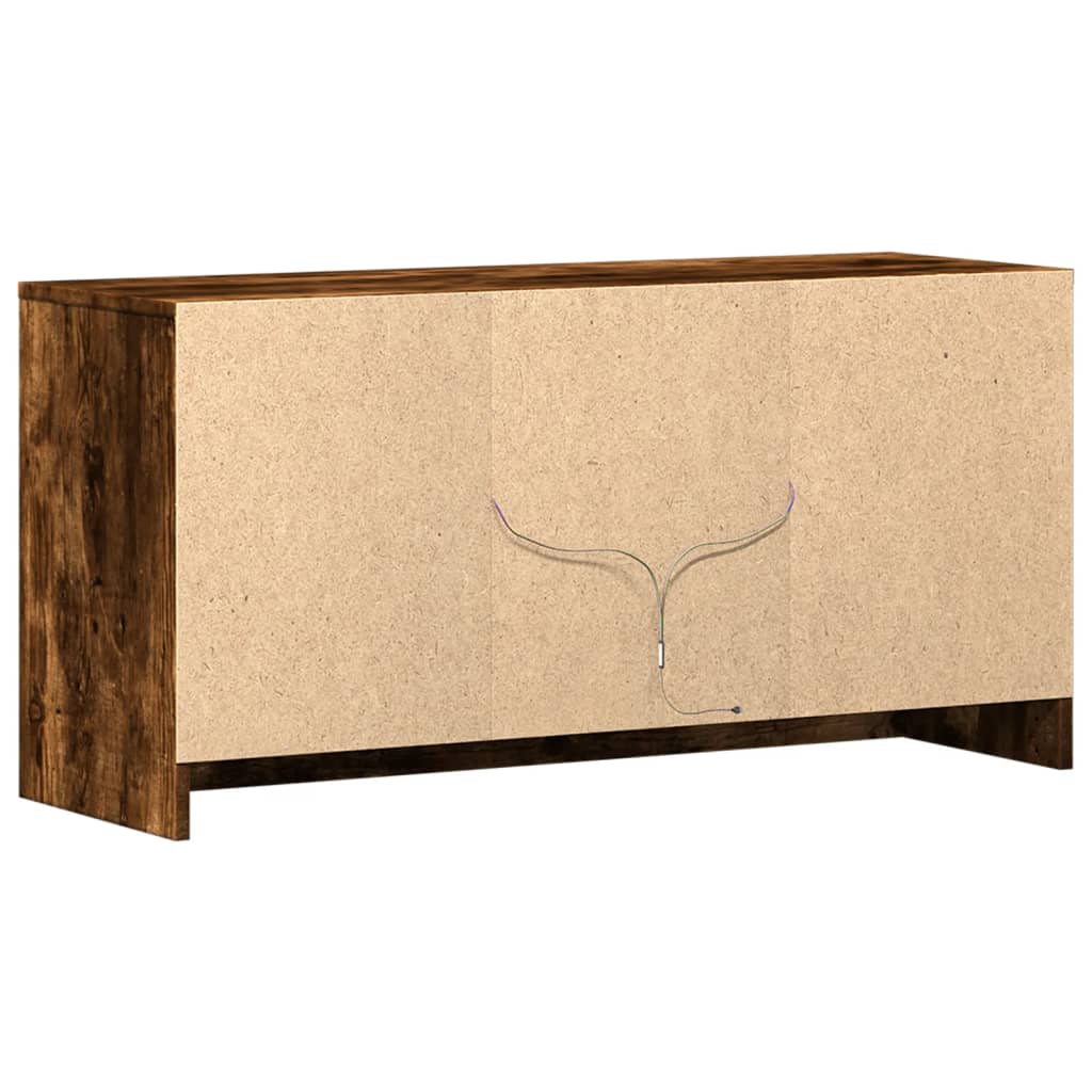 vidaXL Meuble TV avec lumières LED chêne fumé 100x34x50 cm