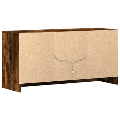 vidaXL Meuble TV avec lumières LED chêne fumé 100x34x50 cm