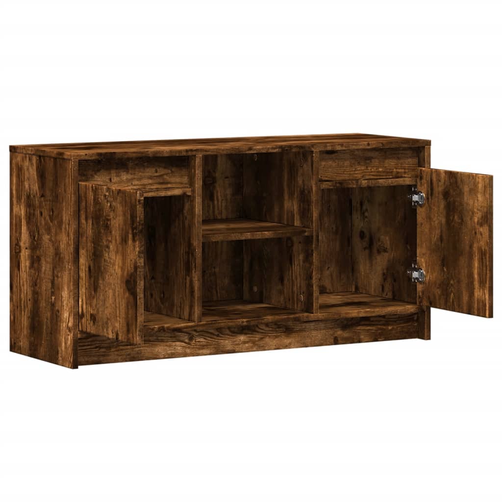 vidaXL Meuble TV avec lumières LED chêne fumé 100x34x50 cm