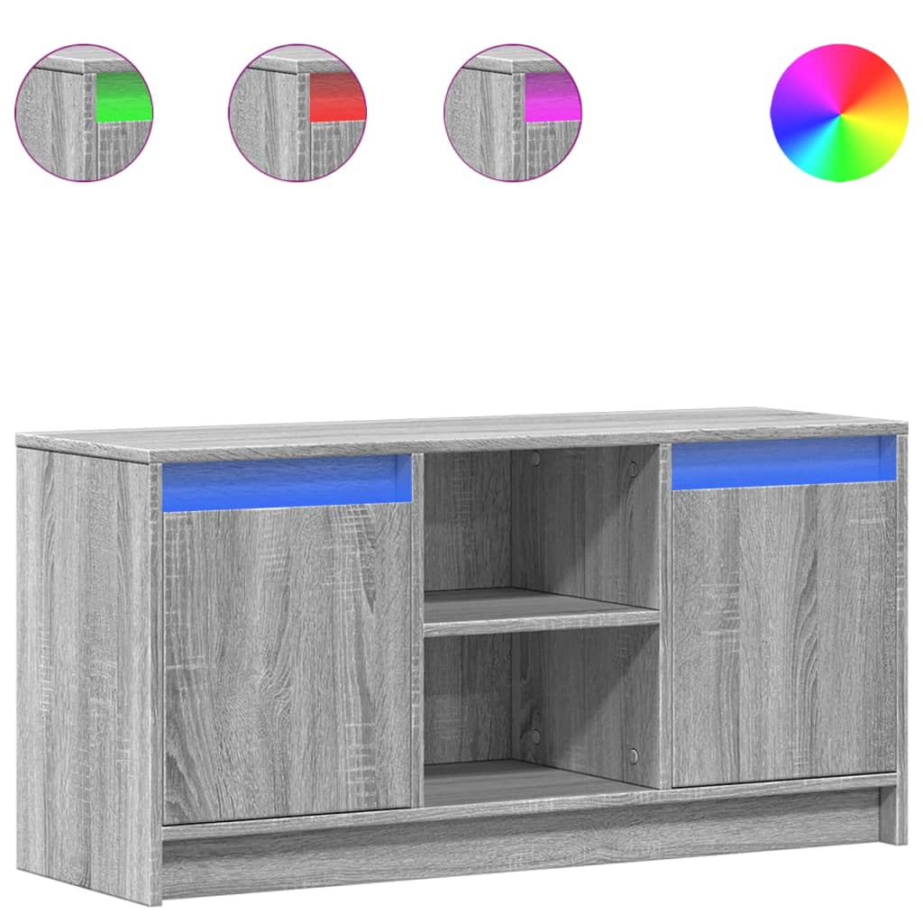 Meuble TV vidaXL avec éclairage LED Gris Sonoma 100x34x50 cm