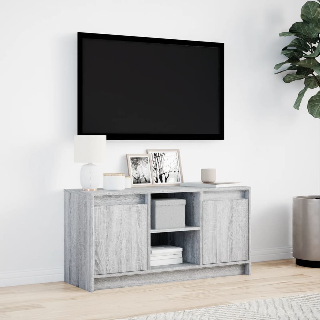 Meuble TV vidaXL avec éclairage LED Gris Sonoma 100x34x50 cm