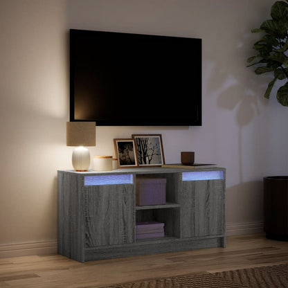Meuble TV vidaXL avec éclairage LED Gris Sonoma 100x34x50 cm