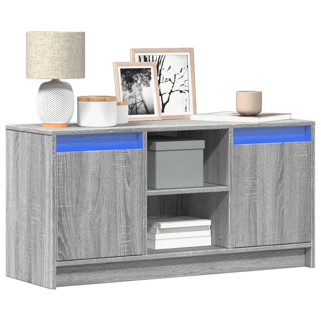 Meuble TV vidaXL avec éclairage LED Gris Sonoma 100x34x50 cm