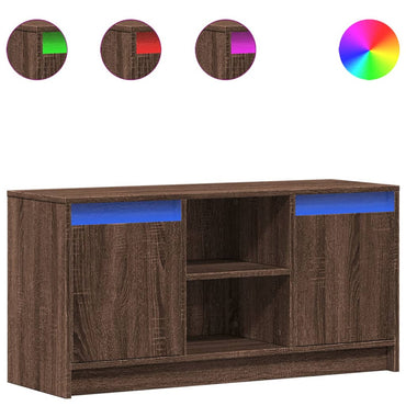vidaXL Meuble TV avec éclairage LED Chêne brun 100x34x50 cm