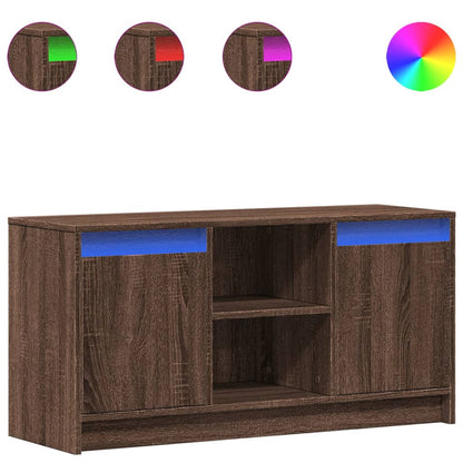 vidaXL Meuble TV avec éclairage LED Chêne brun 100x34x50 cm