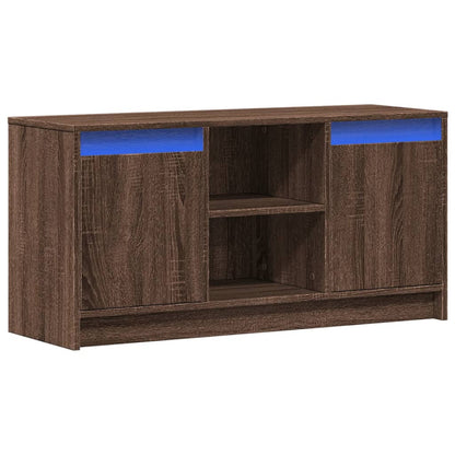 vidaXL Meuble TV avec éclairage LED Chêne brun 100x34x50 cm