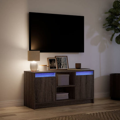 vidaXL Meuble TV avec éclairage LED Chêne brun 100x34x50 cm
