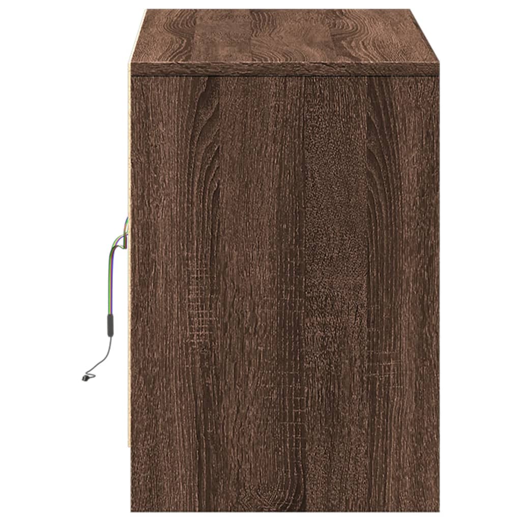 vidaXL Meuble TV avec éclairage LED Chêne brun 100x34x50 cm