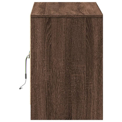 vidaXL Meuble TV avec éclairage LED Chêne brun 100x34x50 cm