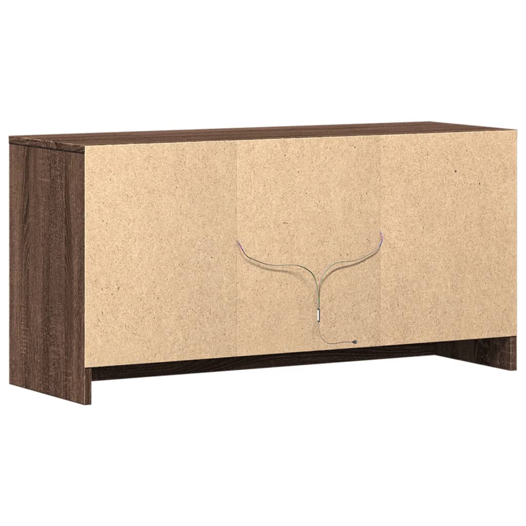 vidaXL Meuble TV avec éclairage LED Chêne brun 100x34x50 cm