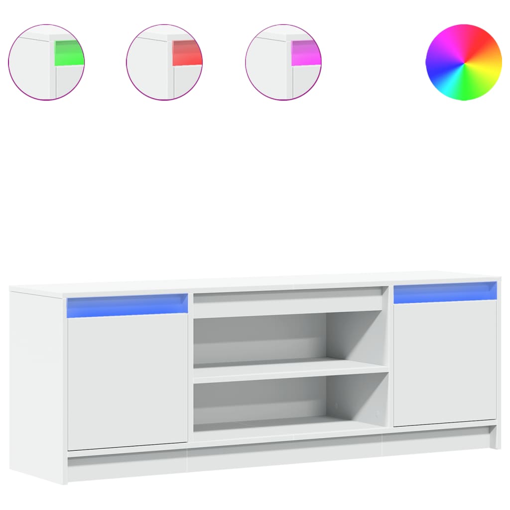 vidaXL TV-Schrank mit LED-Beleuchtung Weiß 139,5x34x50cm Holzwerkstoff
