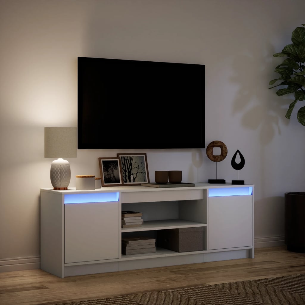 vidaXL TV-Schrank mit LED-Beleuchtung Weiß 139,5x34x50cm Holzwerkstoff