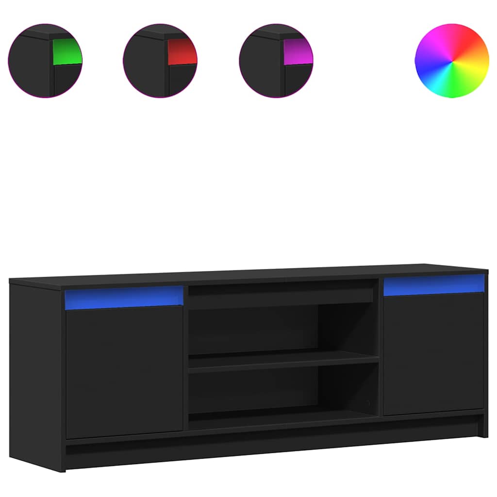 vidaXL Meuble TV avec éclairage LED Noir 139,5x34x50 cm