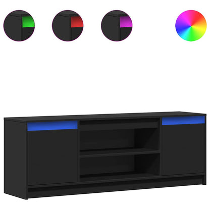 vidaXL Meuble TV avec éclairage LED Noir 139,5x34x50 cm