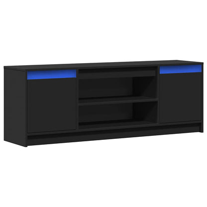 vidaXL Meuble TV avec éclairage LED Noir 139,5x34x50 cm