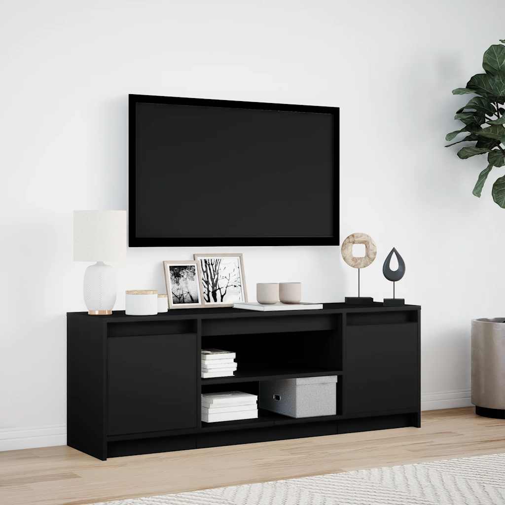 vidaXL Meuble TV avec éclairage LED Noir 139,5x34x50 cm