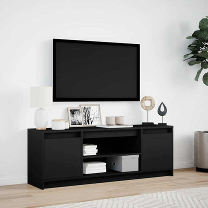 vidaXL Meuble TV avec éclairage LED Noir 139,5x34x50 cm