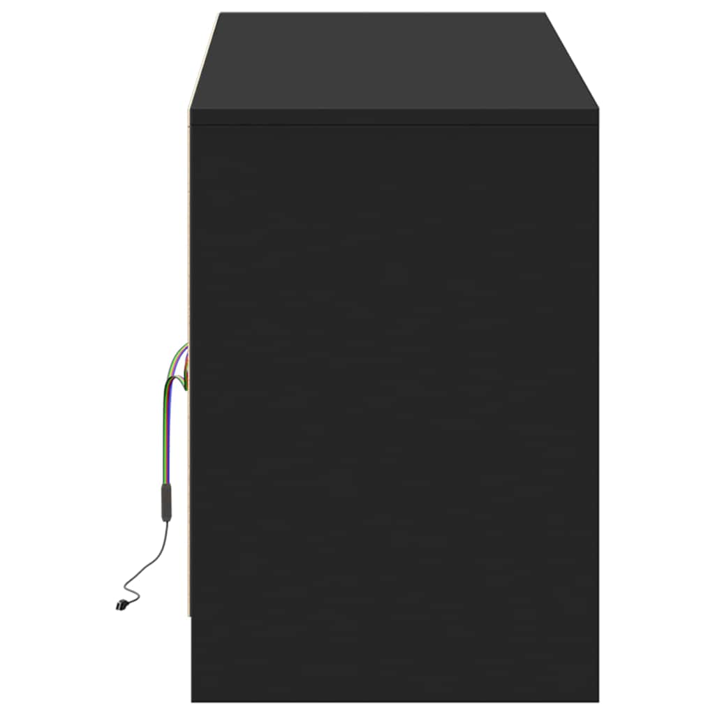 vidaXL Meuble TV avec éclairage LED Noir 139,5x34x50 cm