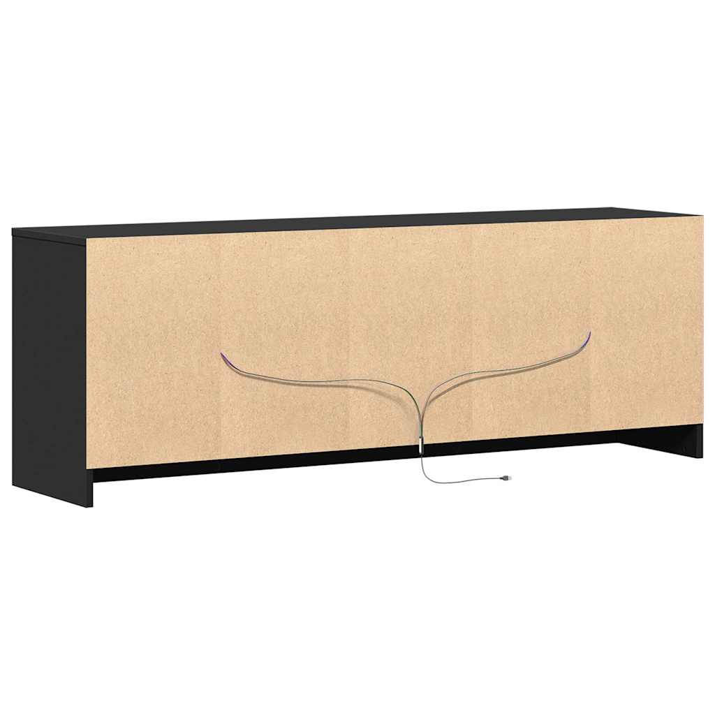 vidaXL Meuble TV avec éclairage LED Noir 139,5x34x50 cm