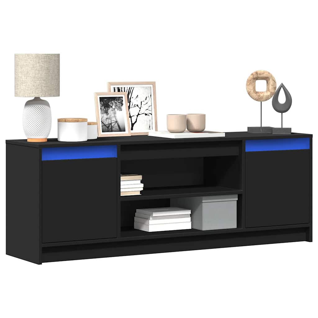 vidaXL Meuble TV avec éclairage LED Noir 139,5x34x50 cm