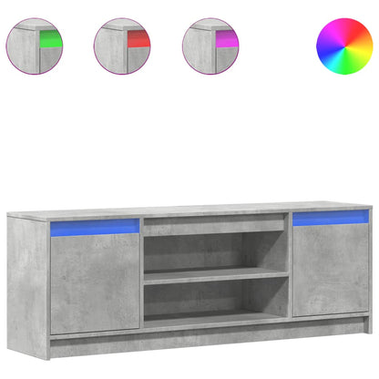 vidaXL Meuble TV avec éclairage LED Gris béton 139,5x34x50 cm