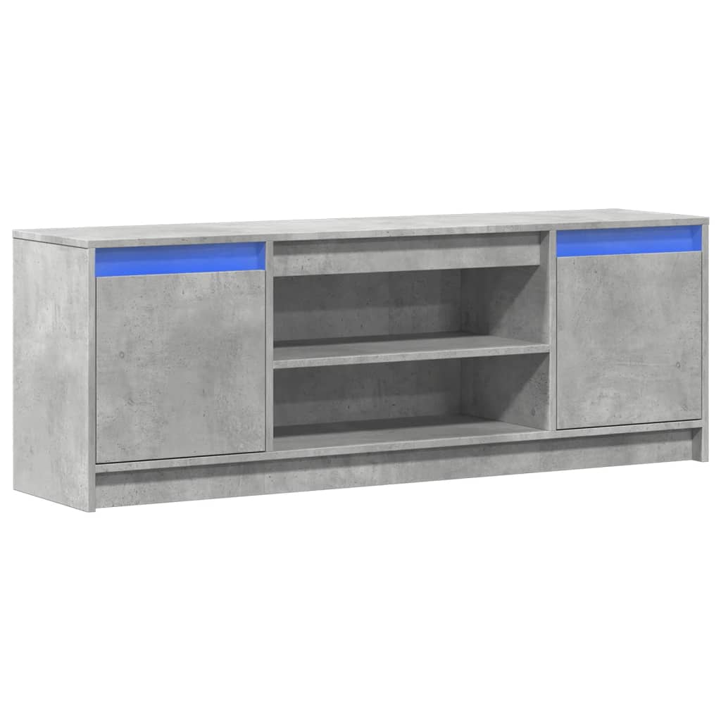 vidaXL Meuble TV avec éclairage LED Gris béton 139,5x34x50 cm