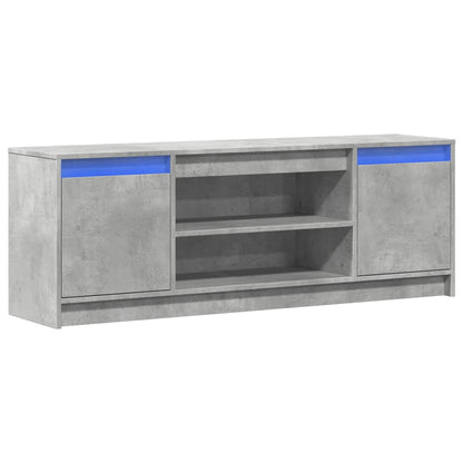 vidaXL Meuble TV avec éclairage LED Gris béton 139,5x34x50 cm