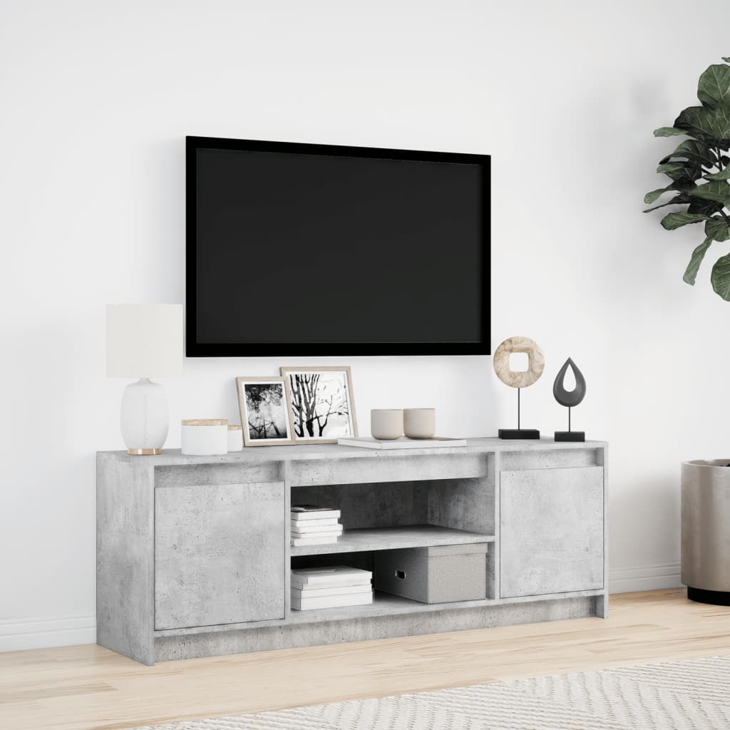 vidaXL Meuble TV avec éclairage LED Gris béton 139,5x34x50 cm