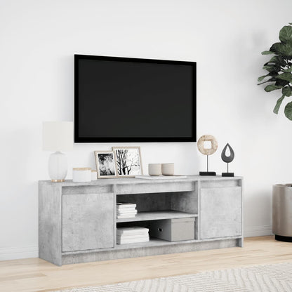 vidaXL Meuble TV avec éclairage LED Gris béton 139,5x34x50 cm