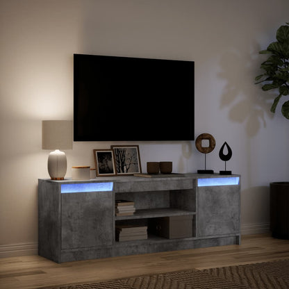vidaXL Meuble TV avec éclairage LED Gris béton 139,5x34x50 cm