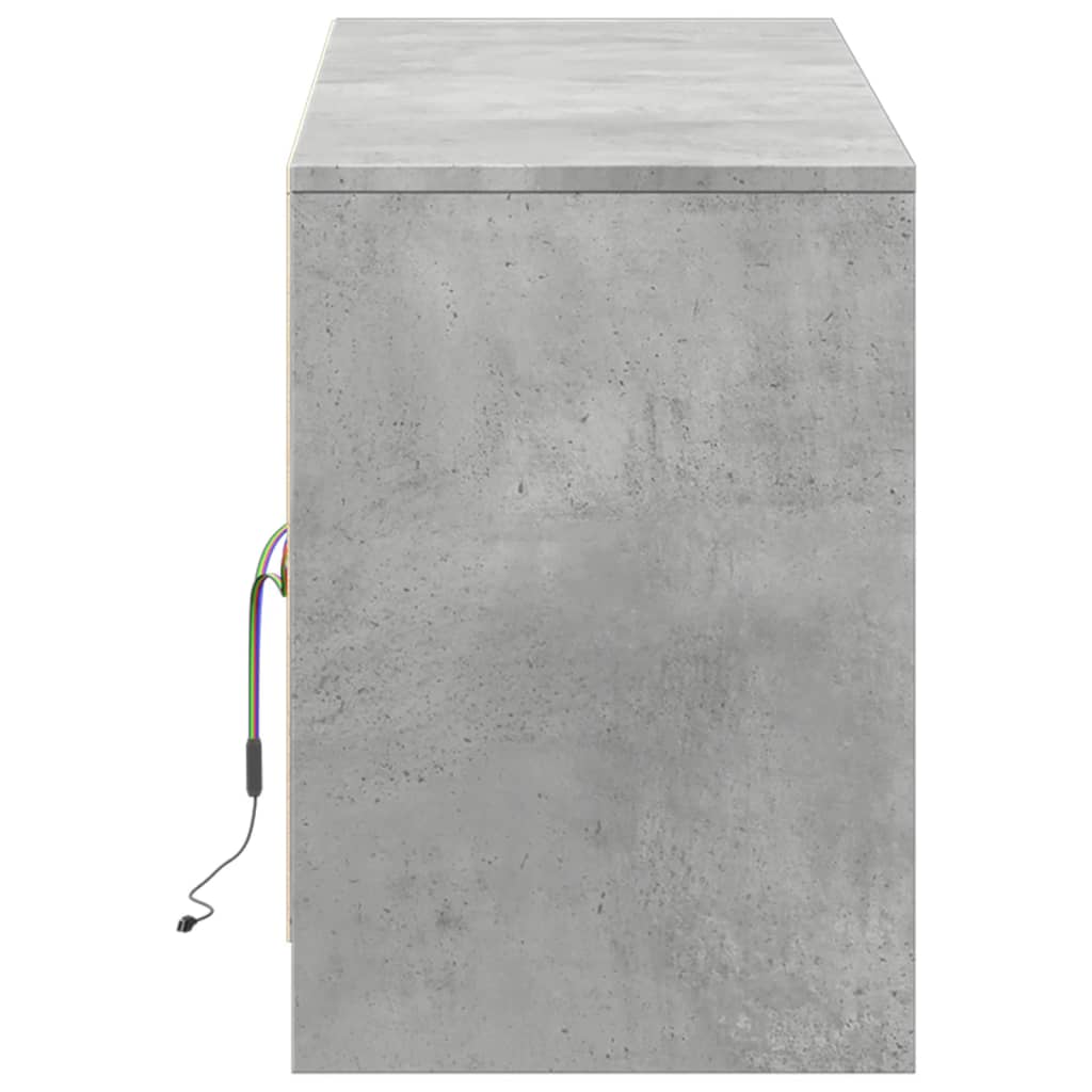 vidaXL Meuble TV avec éclairage LED Gris béton 139,5x34x50 cm