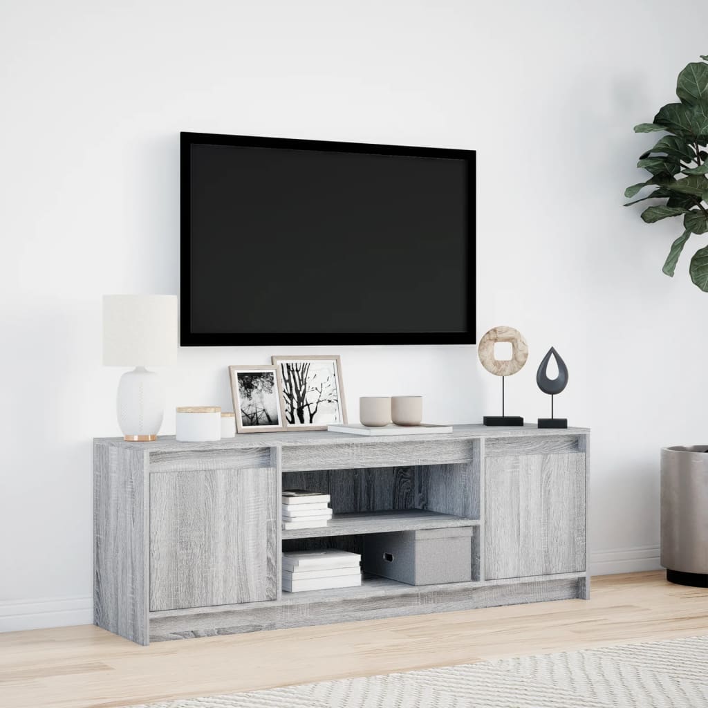vidaXL TV-Schrank mit LED-Beleuchtung Grau Sonoma 139,5x34x50 cm