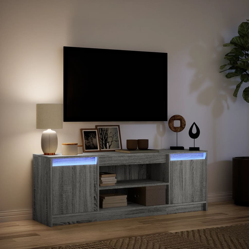 vidaXL TV-Schrank mit LED-Beleuchtung Grau Sonoma 139,5x34x50 cm