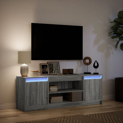 vidaXL TV-Schrank mit LED-Beleuchtung Grau Sonoma 139,5x34x50 cm
