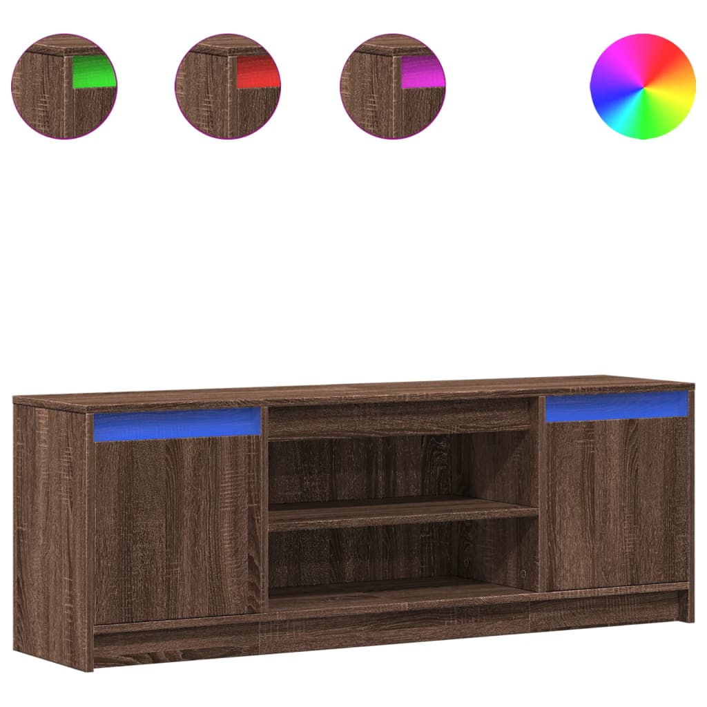 Meuble TV vidaXL avec éclairage LED aspect chêne marron 139,5x34x50cm