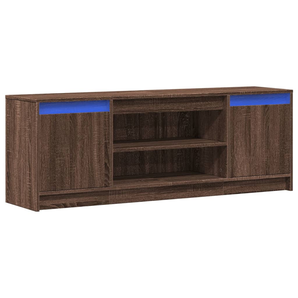 Meuble TV vidaXL avec éclairage LED aspect chêne marron 139,5x34x50cm