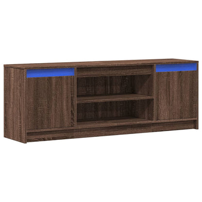 Meuble TV vidaXL avec éclairage LED aspect chêne marron 139,5x34x50cm