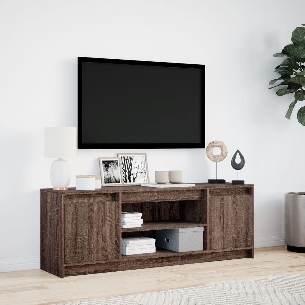 Meuble TV vidaXL avec éclairage LED aspect chêne marron 139,5x34x50cm