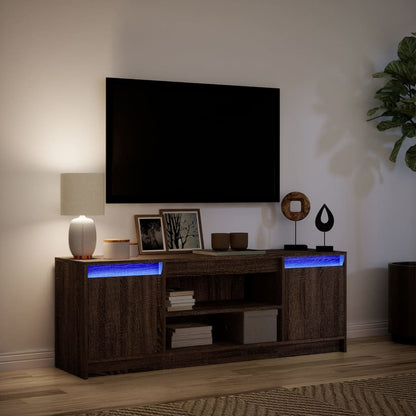 Meuble TV vidaXL avec éclairage LED aspect chêne marron 139,5x34x50cm