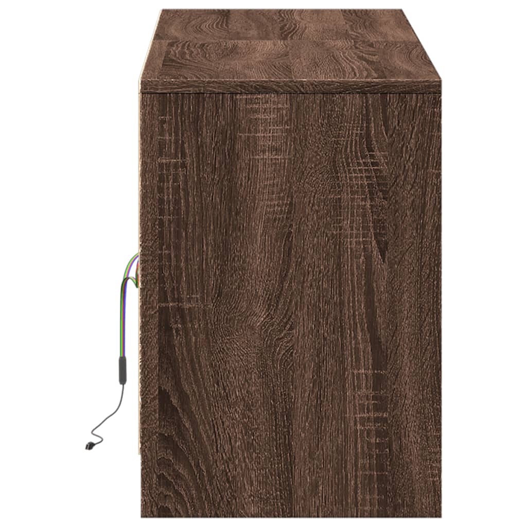 Meuble TV vidaXL avec éclairage LED aspect chêne marron 139,5x34x50cm