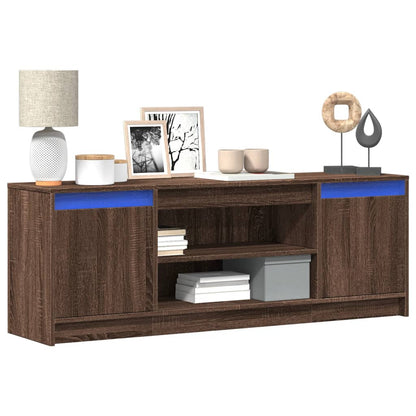 Meuble TV vidaXL avec éclairage LED aspect chêne marron 139,5x34x50cm